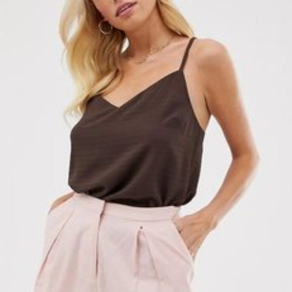Warehouse Cami Top with Cross Back in Chocolate - Picture 1 of 11